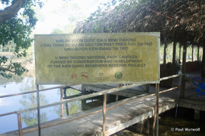 Figure 7. Sign acknowledging funding from the Australian and German governments for the construction of the tourist canteen a few metres from the macaque and crocodile enclosures.