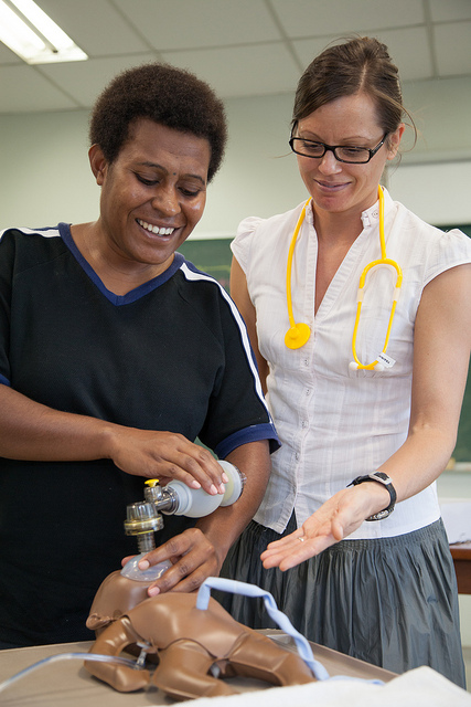 Australian Clinical Midwifery Facilitator Florence West teaches at Pacific Adventist University in PNG (image: Flickr/DFAT/Ness Kerton)