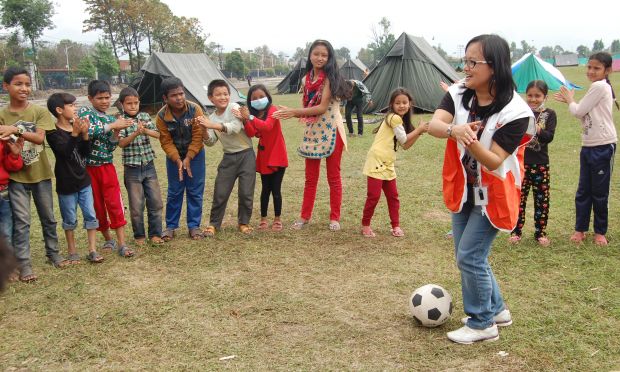 Activities in World Vision Child Friendly Space in Kathmandu, April 2015 (image: World Vision Australia)