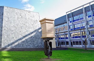 Statue of Charles La Trobe, La Trobe University Campus, Melbourne, which, says sculptor Charles Robb, embodies the principle that universities should turn ideas on their heads. (Photo: Phil Lees/Flickr)