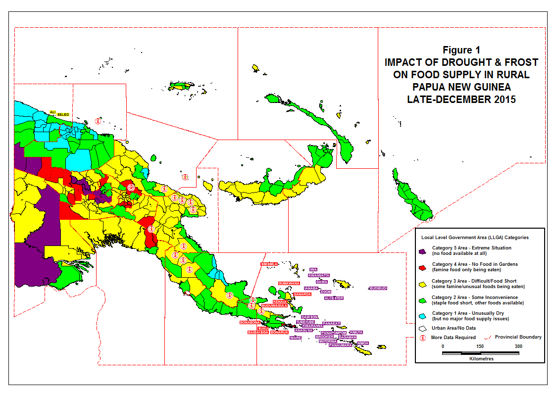 Figure 1: Impact of drought & frost on food supply in rural PNG, late December 2015