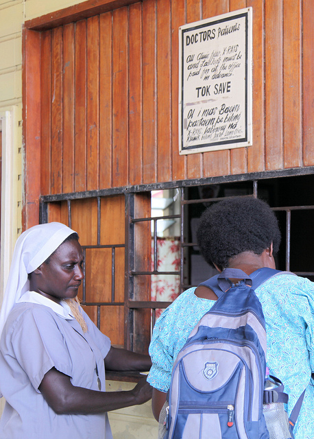 Nurse helps patient with admission, St Mary's Hospital, East New Britain (image: Flickr/DFAT/Jacqueline Smart)