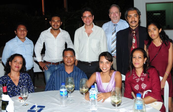 Ray Murray (third from right) at the author's wedding in Dili in 2010