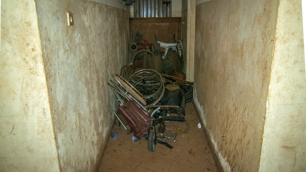 An ad-hoc storeroom for donated and broken wheelchairs, Freetown, Sierra Leone (image copyright Wesley Pryor)