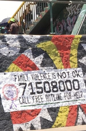 Family violence is not OK - bus stop, Boroko, Port Moresby (image: Michelle Rooney)