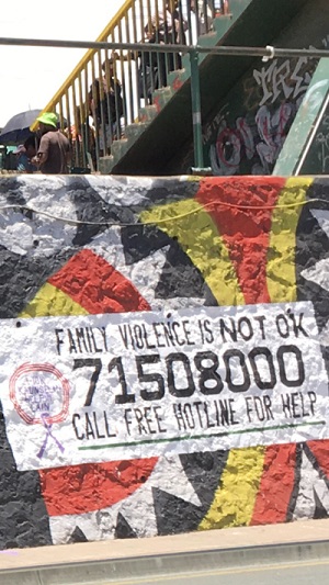 Family violence is not OK - bus stop, Boroko, Port Moresby (image: Michelle Rooney)