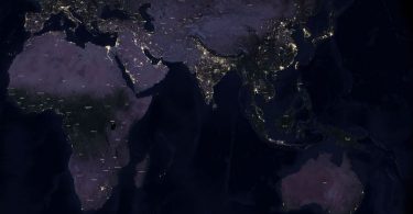 The Earth at night in 2016 (image: ESRI,/Lights On Lights Out)