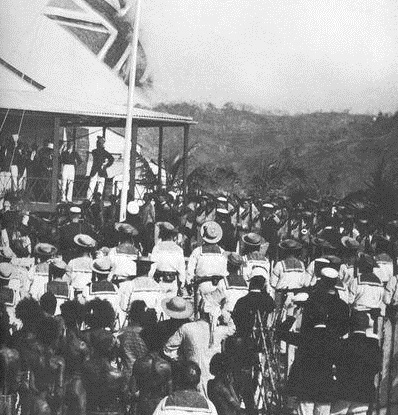 British flag raised on New Guinea, 1883