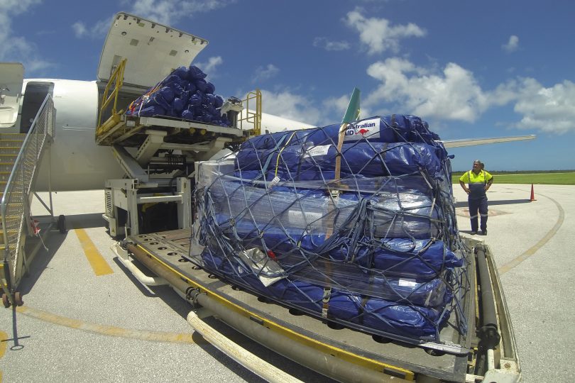 Emergency supplies in Tonga following Cyclone Ian (Louise Scott/DFAT/Flickr CC BY 2.0)