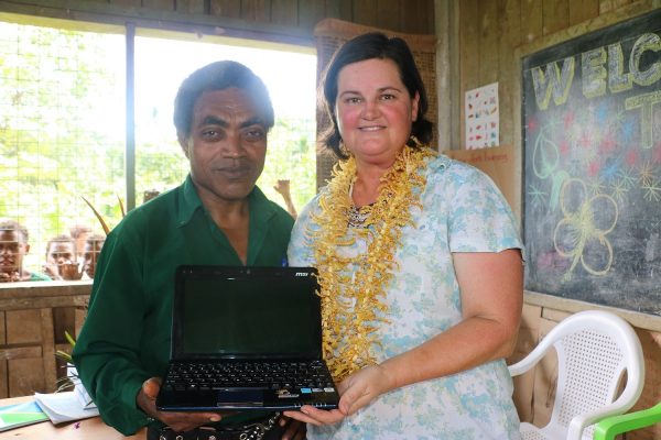 Kerry with the school’s Head Teacher, John Maeinua