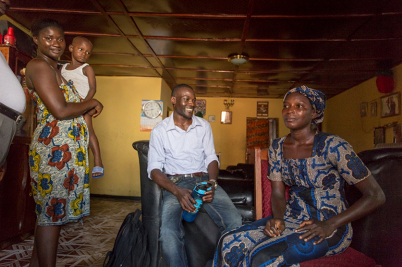 A home visit by a CBM community mental health programme worker in Sierra Leone (Credit: CBM)