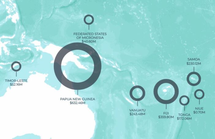 Screenshot of the Lowy Institute's Chinese aid map