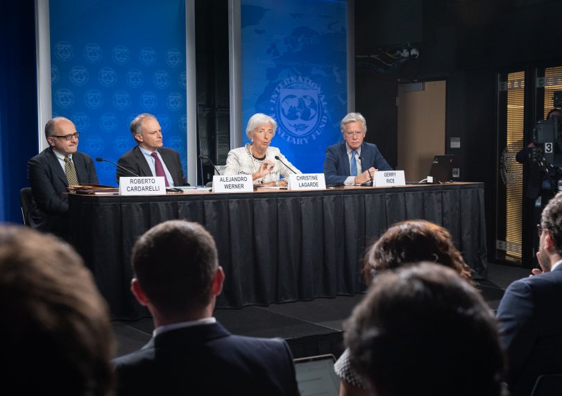 IMF staff deliver remarks to media regarding IMF's loan for Argentina in the form of a stand-by arrangement, 20 June 2018 (IMF/Flickr/CC BY-NC-ND 2.0)