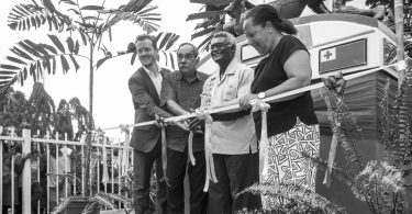 Unveiling of the RAMSI Monument at the Central Police Station cenotaph site, Honiara 2017 (Credit: Sean Davey)