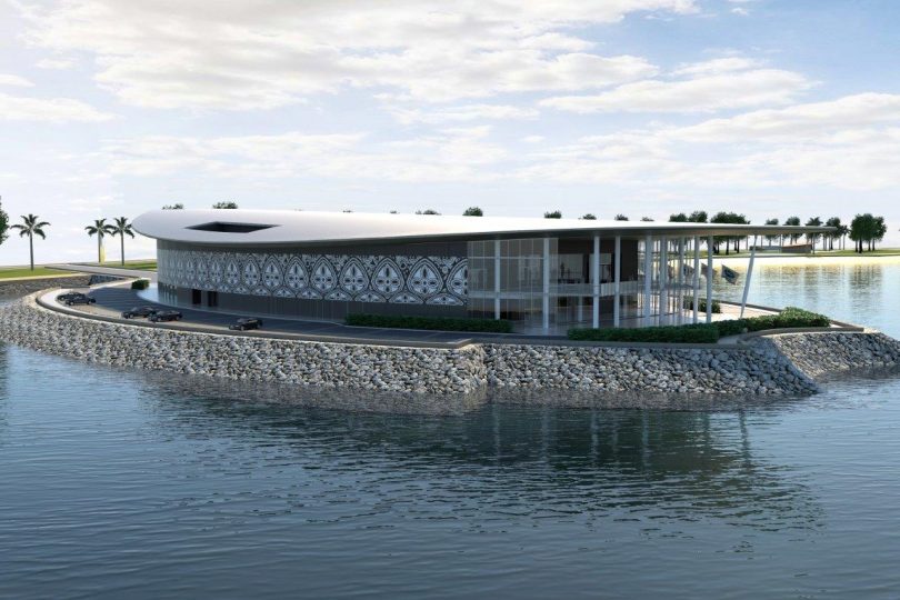 An artist's impression of PNG's APEC Haus (Credit: Jim Fitzpatrick Architects)