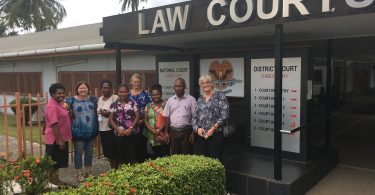The research team with Femili PNG and Court staff outside the Lae District Court