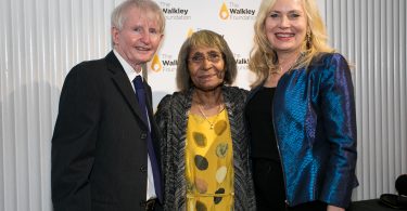 Sean and Pauline Dorney with Louisa Graham of the Walkley Foundation at the launch of the Sean Dorney Grant for Pacific Journalism (Credit: Walkley Foundation)