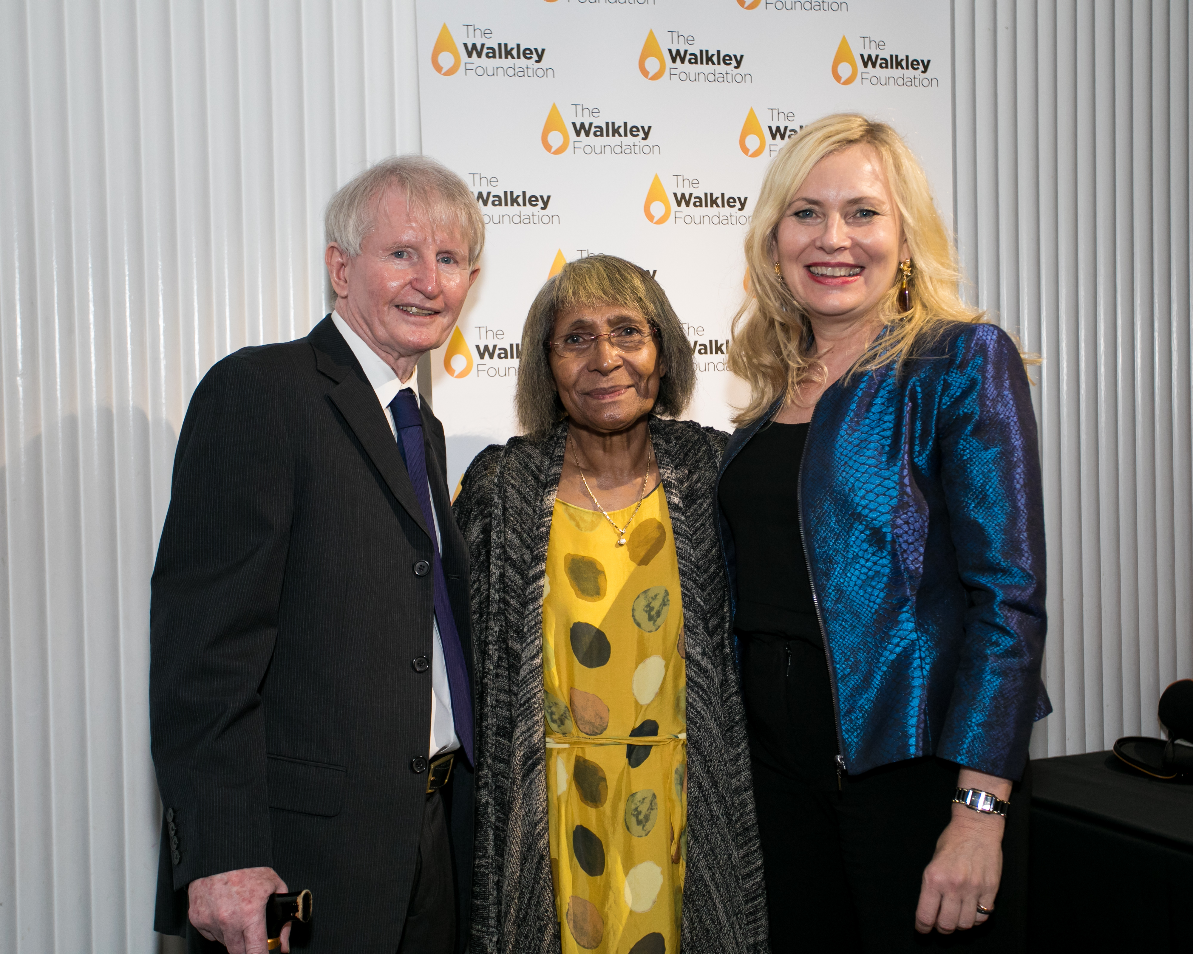 Sean and Pauline Dorney with Louisa Graham of the Walkley Foundation at the launch of the Sean Dorney Grant for Pacific Journalism (Credit: Walkley Foundation)