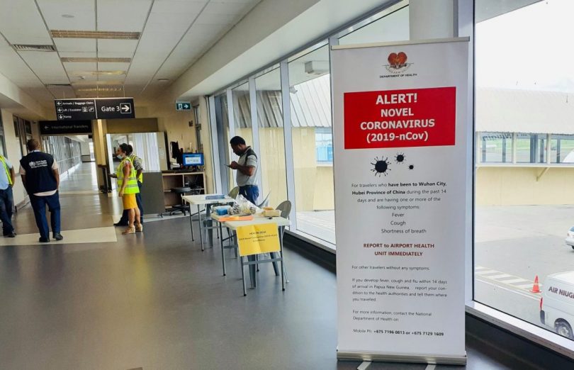 Screening for coronavirus at PNG International Airport began in January 2020 (Credit: PNG National Department of Health)