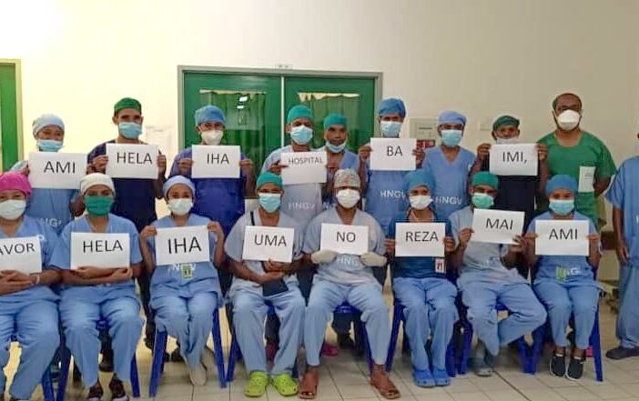 Doctors and nurses at Dili hospital, Timor-Leste: “We’re staying at the hospital, you stay at home and pray for us.”