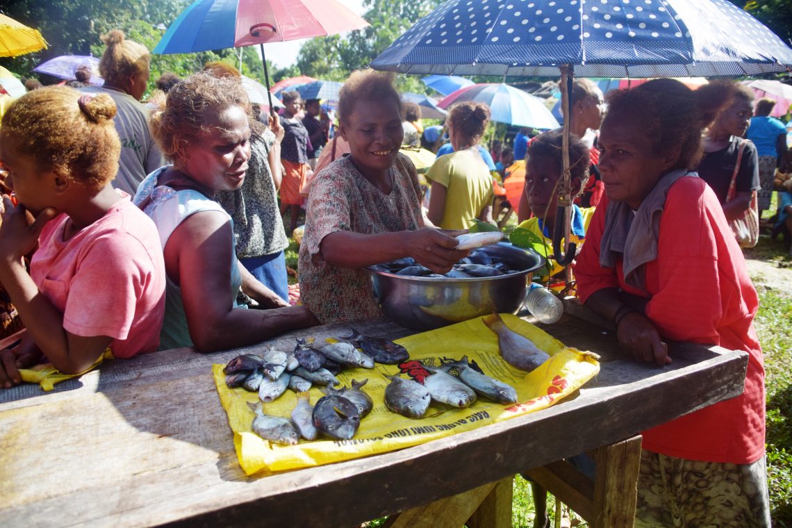 Women selling fish at Takwa market in Malaita, Solomon Islands (Jan van der Ploeg)