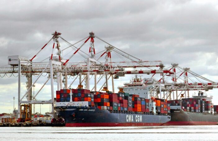 Container Terminal at Port of Melbourne, Australia