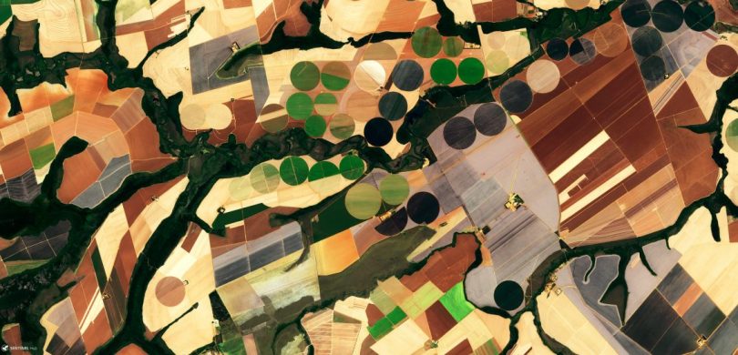 A satellite image of Soy Production in Mato Grosso, Brazil captured in 2017