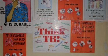 TB awareness posters at the TB/Chest Clinic at Korle-Bu Hospital, Ghana
