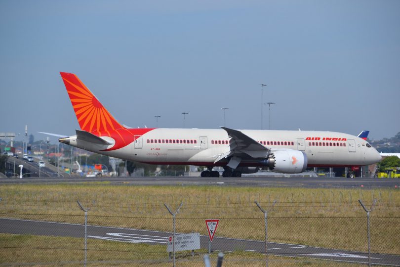 Air India aeroplane at Sydney Airport.