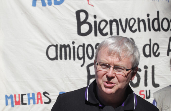 Photograph of Former Foreign Minister Kevin Rudd during a visit to El Penon village in Comasagua, El Salvador in 2011