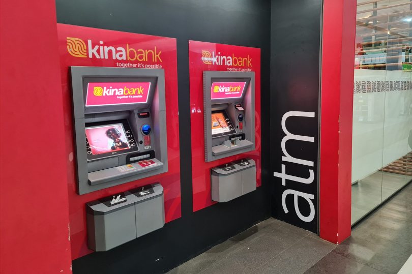 Photograph of two Kina Bank automatic teller machines in a Port Moresby shopping centre