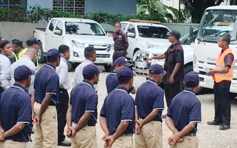 A photograph of Private security personnel in Port Moresby, PNG.