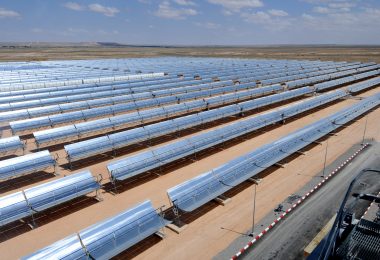 Rows of solar panels in a thermo-solar power plant
