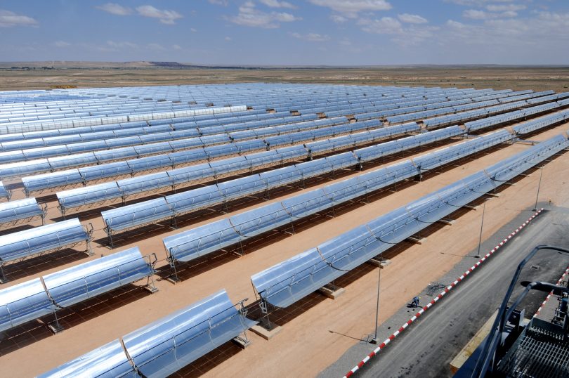 Rows of solar panels in a thermo-solar power plant