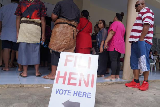 to enter the outer islands polling place in the capital Nuku'alofa