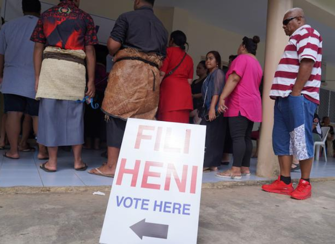 to enter the outer islands polling place in the capital Nuku'alofa
