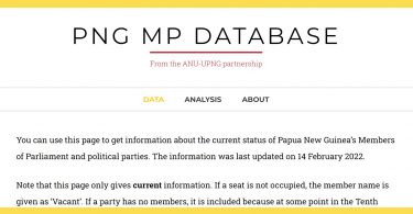 The PNG MP Database screenshot
