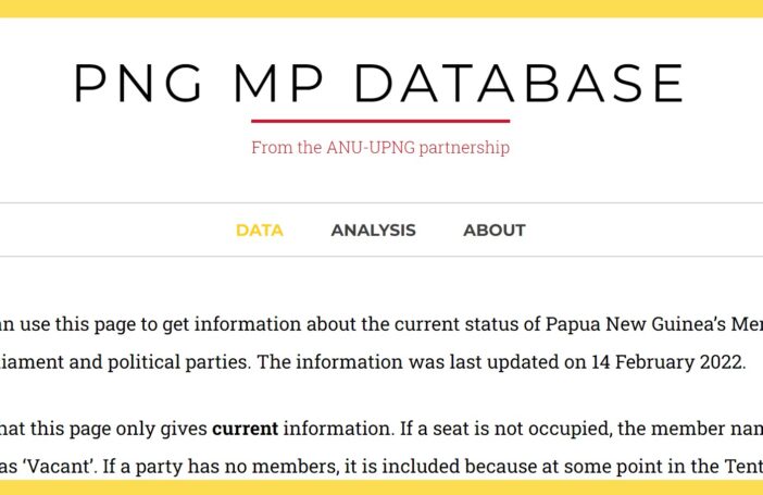 The PNG MP Database screenshot