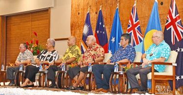 Micronesian and Polynesian leaders at a traditional welcome ceremony in Fiji in June 2022 (Fijian Government-Facebook)