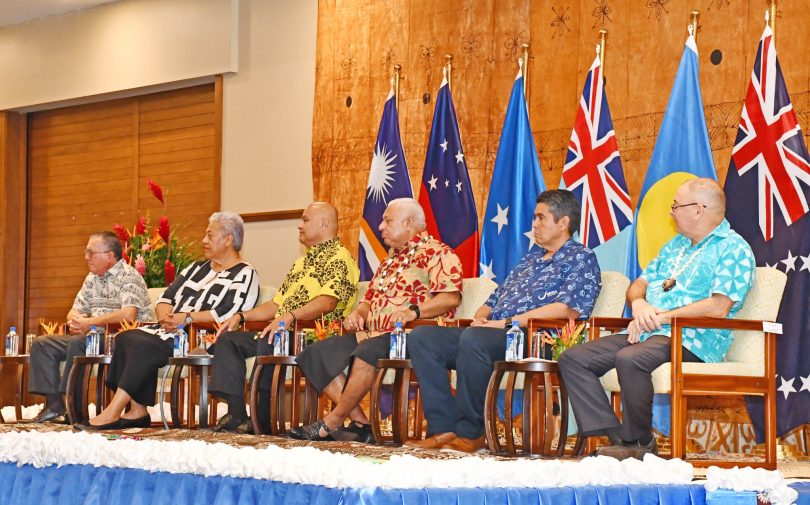 Micronesian and Polynesian leaders at a traditional welcome ceremony in Fiji in June 2022 (Fijian Government-Facebook)