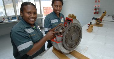 Michelle Araea and Elva Churem, two of the first APTC students in PNG, in 2007 (Rocky Roe-DFAT)