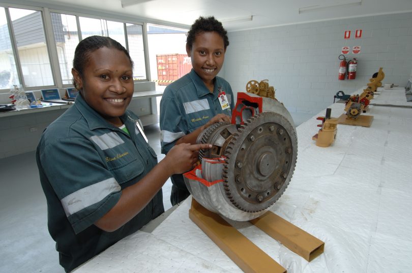 Michelle Araea and Elva Churem, two of the first APTC students in PNG, in 2007 (Rocky Roe-DFAT)