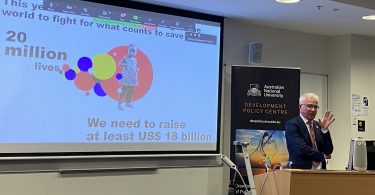 Peter Sands speaking at The Australian National University, 23 August 2022