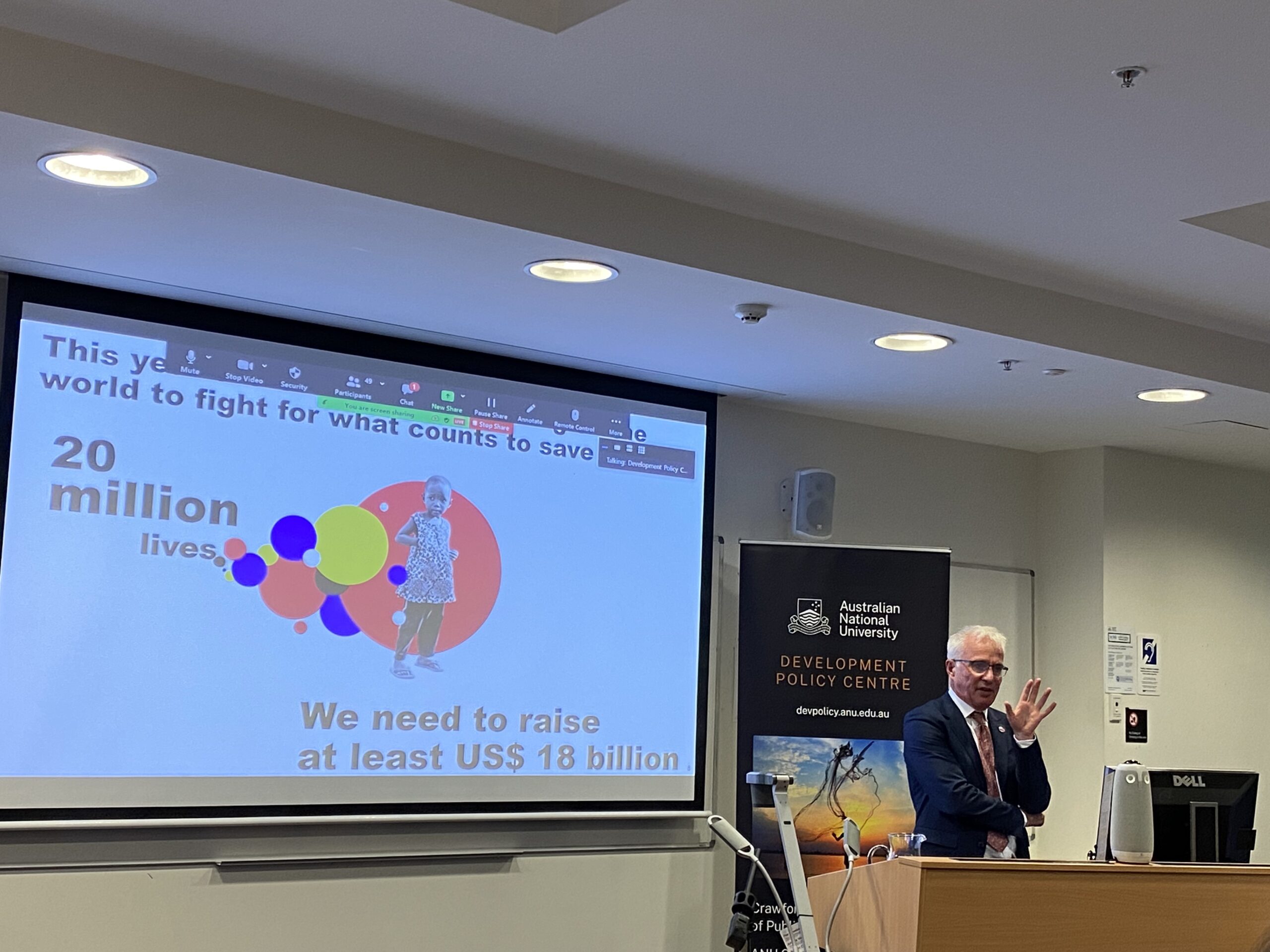 Peter Sands speaking at The Australian National University, 23 August 2022