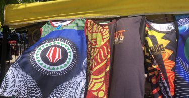 Pro-independence t-shirts on sale at Bel Isi Park, Buka, Bougainville, 2019