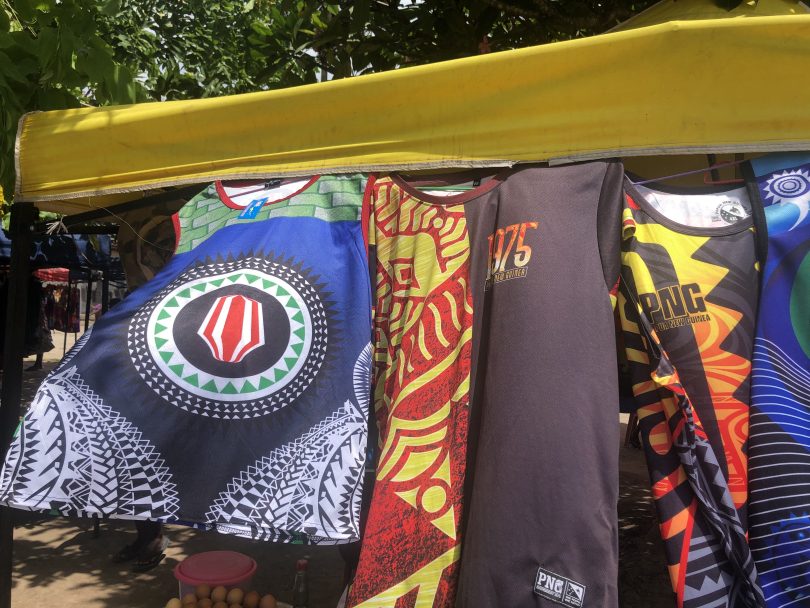 Pro-independence t-shirts on sale at Bel Isi Park, Buka, Bougainville, 2019
