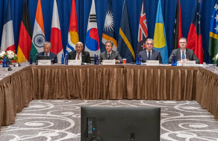 US Secretary of State Blinken hosting the Partners in the Blue Pacific ministerial meeting in September 2022 (Ron Przysucha-U.S. Department of State-Flickr)