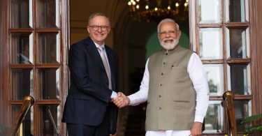 The prime ministers of Australia and India meeting in India in March 2023 (Anthony Albanese-Twitter)