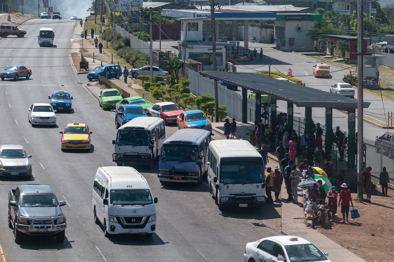 A bus stop in Port Moresby, Papua New Guinea