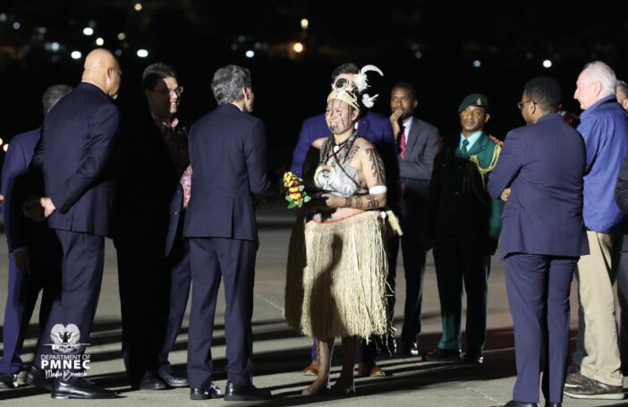 US Secretary of State Antony Blinken arrives in Papua New Guinea, 22 May 2023